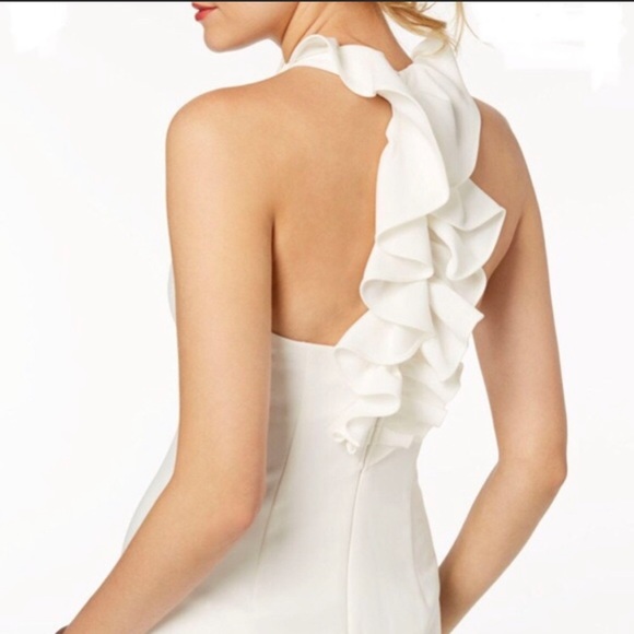 Vince Camuto White Ruffle Back Halter Dress - Picture 3 of 5
